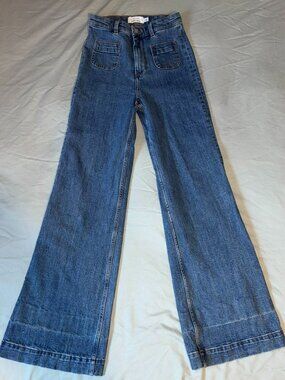 & Other Stories High Waisted Flared Patch Pocket Jeans size 25